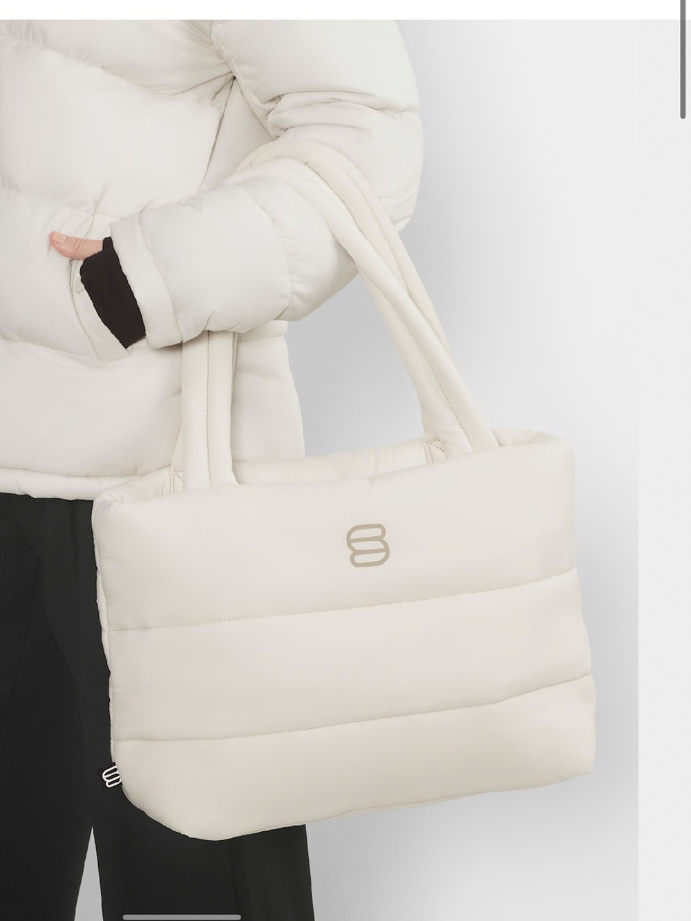 The Super Puff™ Smaller Tote Bag - cliMATTE™ in matte pearl